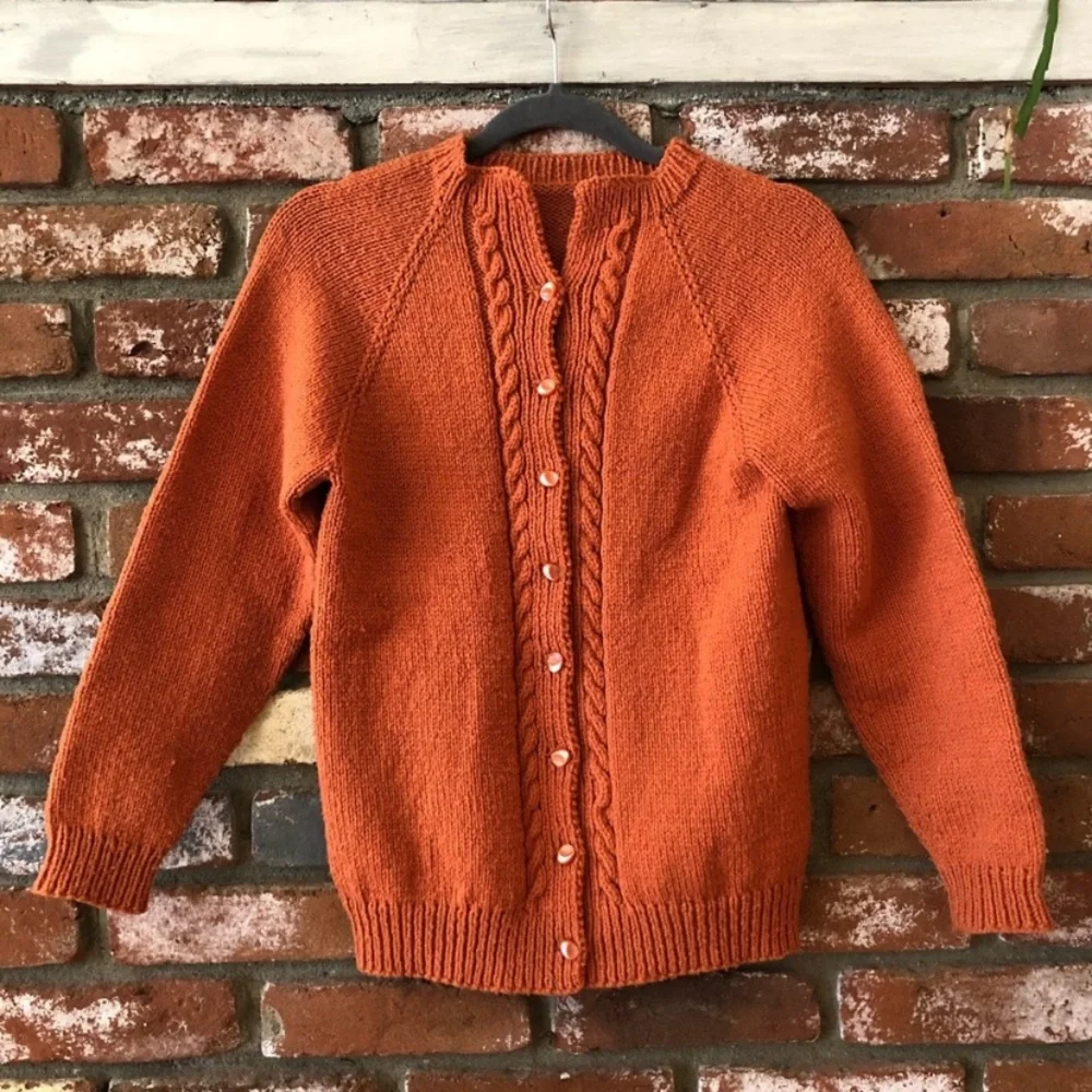 Vintage 1960s Wool Knit Buttoned Cardigan Sweater - Picture 3 of 11